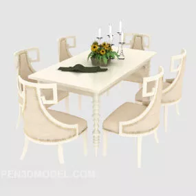 European Style Simple Dinning Table Chair 3d model