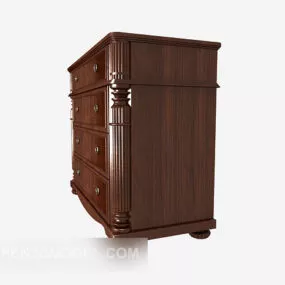 European Vintage Style Solid Wood Chest 3d model