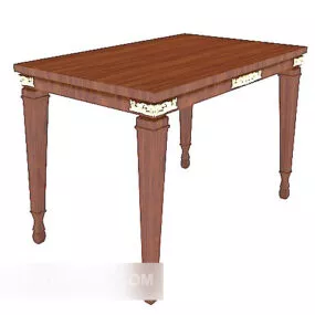 European Vintage Style Solid Wood Dining Table 3d model