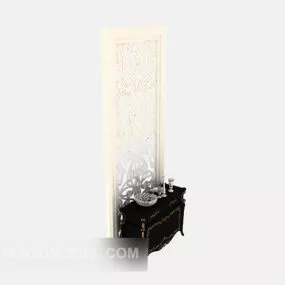 European Style Solid Wood Hall Cabinet 3d model