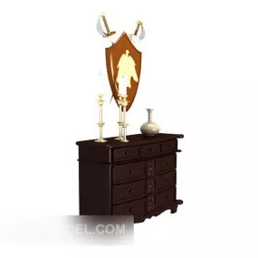 European Style Solid Wood Home Room Cabinet 3d model
