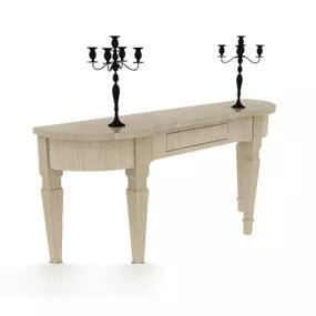 European Vintage Style Solid Wood Home Side Table 3d model