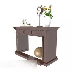 European Vintage Style Table Dark Wood 3d model