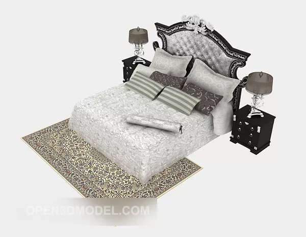 European Style Warm Double Bed 3d model European Style Warm Double Bed 3d model