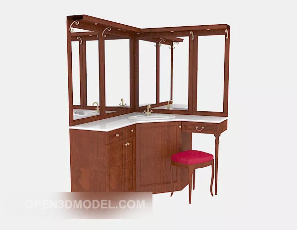 Washbasin With Rectangle Mirror 3d model