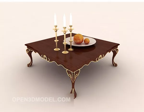 European Style Wooden Coffee Table 3d model European Style Wooden Coffee Table 3d model