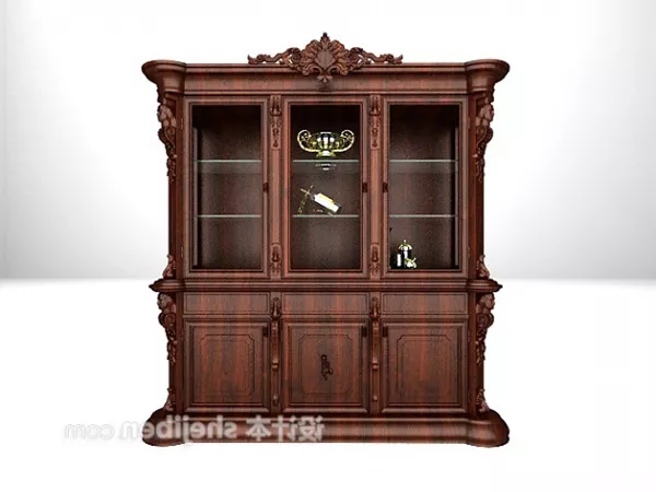 European-style Wooden Display Cabinet 3d model European-style Wooden Display Cabinet 3d model