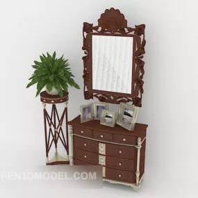 European-style Wooden Entrance Hall Cabinet 3d model