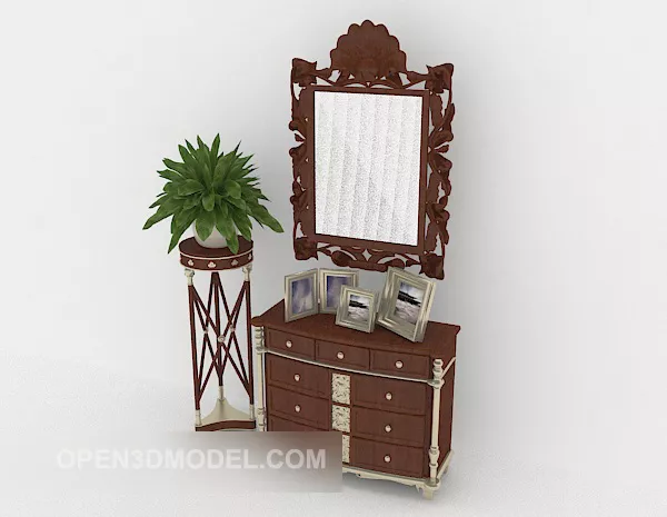 European-style Wooden Entrance Hall Cabinet 3d model European-style Wooden Entrance Hall Cabinet 3d model