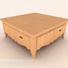 European Style Wooden Simple Coffee Table 3d model