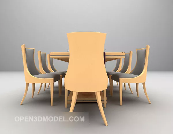 European-style Wooden Table And Chair 3d model European-style Wooden Table And Chair 3d model