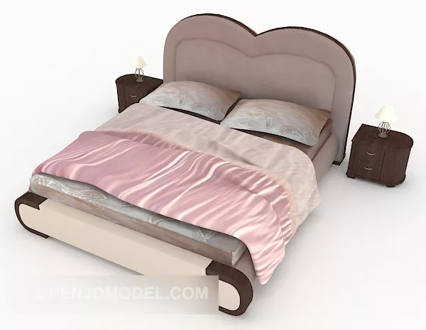 European System Simple Double Bed 3d model European System Simple Double Bed 3d model