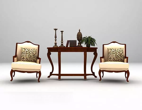 European Classic Table And Chair Set 3d model European Classic Table And Chair Set 3d model