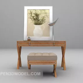 European Wall Table And Chair With Decorative 3d model