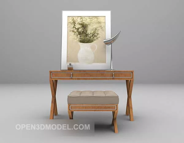 European Wall Table And Chair With Decorative 3d model European Wall Table And Chair With Decorative 3d model