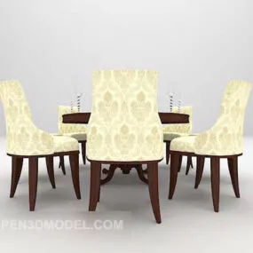 European Home Table And Chair Combination 3d model