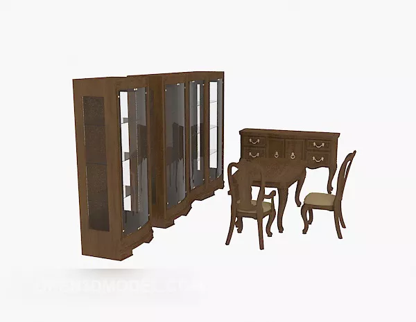 European Table Chairs, Bookcases 3d model European Table Chairs, Bookcases 3d model