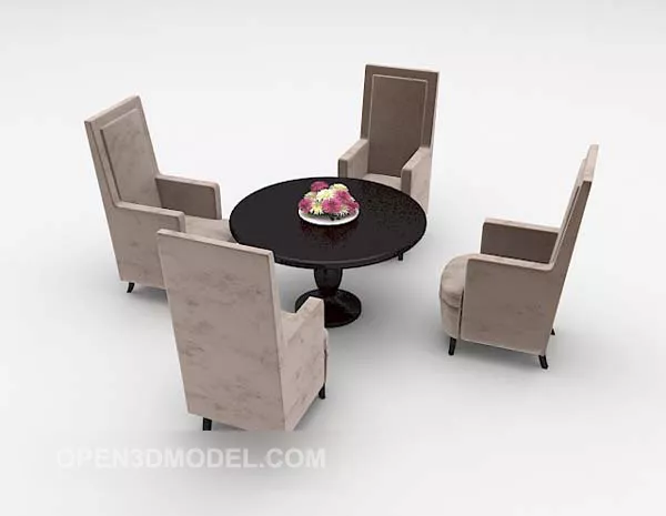 European Table And Cubic Chairs 3d model European Table And Cubic Chairs 3d model