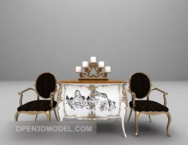 European Luxury Vintage Table And Chairs 3d model European Luxury Vintage Table And Chairs 3d model