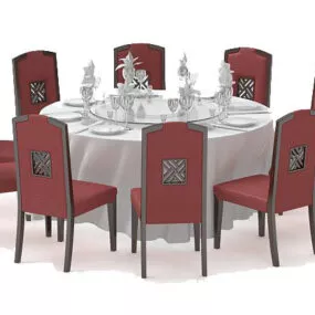 European Round Dinning Table Chair 3d model