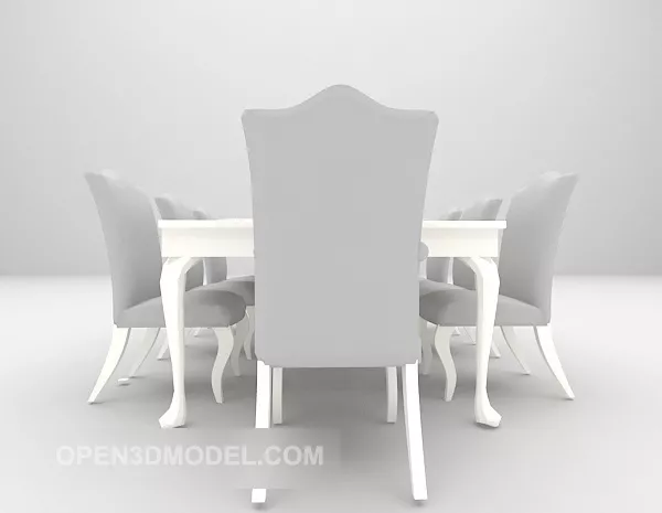 Classic Style European Table High Back Chair 3d model Classic Style European Table High Back Chair 3d model
