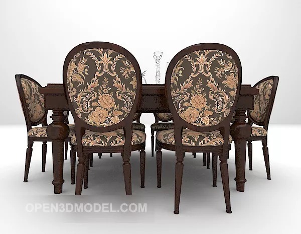 European Brown Wooden Table 3d model European Brown Wooden Table 3d model