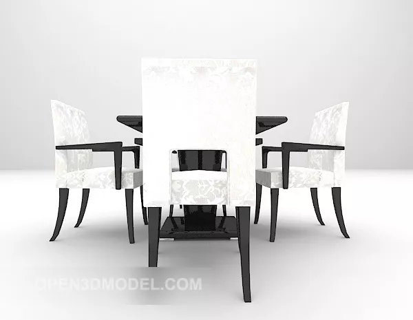 European Table Chairs Dark Wood 3d model European Table Chairs Dark Wood 3d model