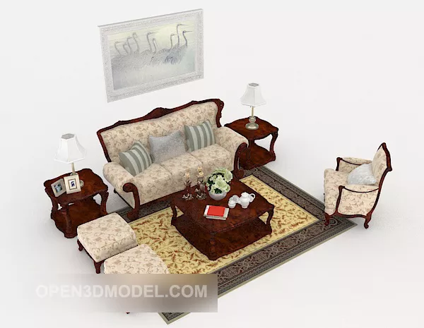 European Traditional Combination Sofa 3d model European Traditional Combination Sofa 3d model