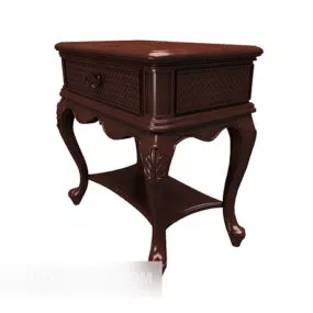 European Traditional Retro Bedside Table 3d model