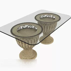 European Vintage Transparent Glass Coffee Table 3d model