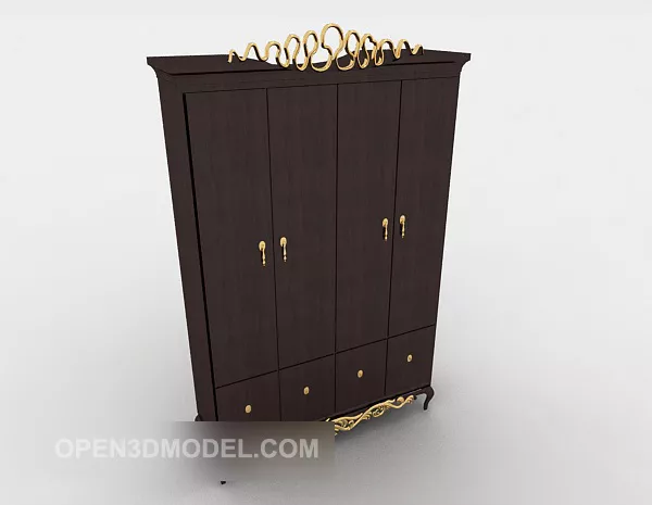 Wardrobe With Wide Slide Door 3d model