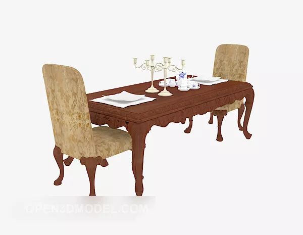 European Two-person Western Dining Table 3d model European Two-person Western Dining Table 3d model