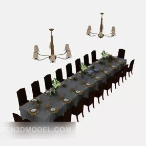 European Vintage Table Chair 3d model
