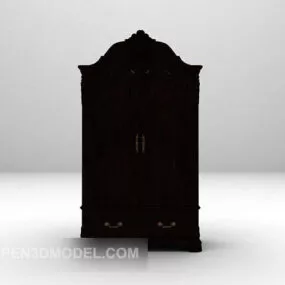 European Dark Wood Wardrobe 3d model
