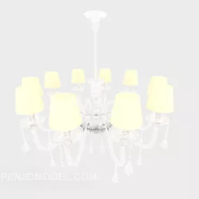 European Warm Yellow Chandelier 3d model