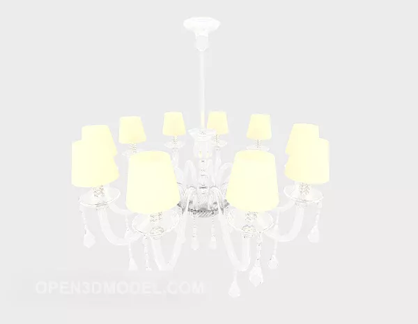 European Warm Yellow Chandelier 3d model European Warm Yellow Chandelier 3d model