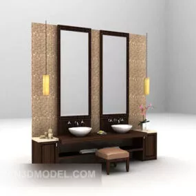 European Washbasin With Backwall Mirror Decor 3d model