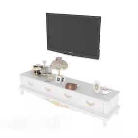 European White Tv Cabinet 3d model