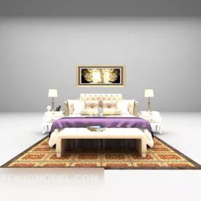 European White Bed Furniture 3d model