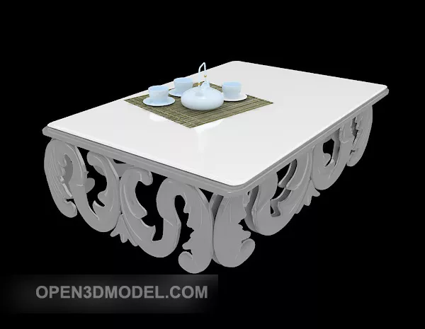 European White Coffee Table 3d model European White Coffee Table 3d model