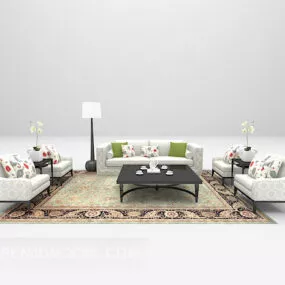 European White Combination Sofa Furniture 3d model