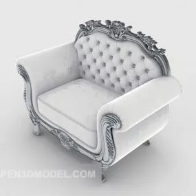 European White Simple Single Sofa 3d model