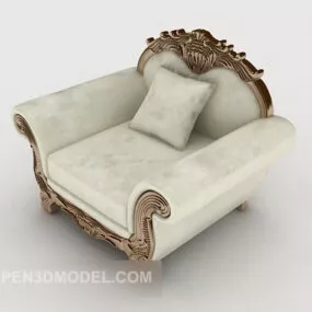 European White Single Sofa Classical 3d model