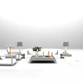 European White Sofa Furniture 3d model