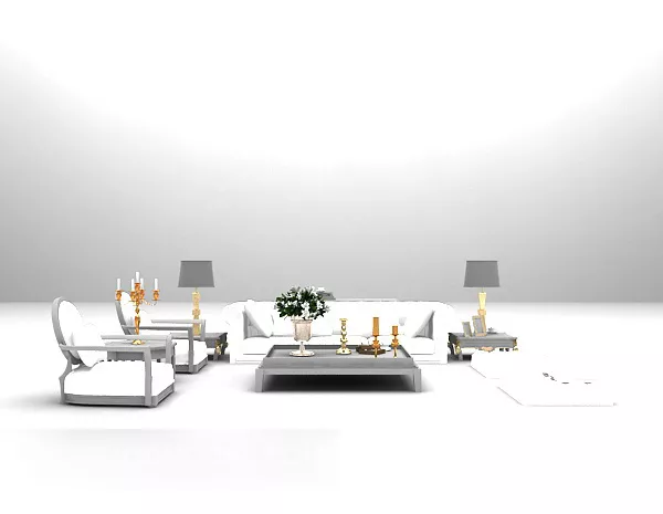 European White Sofa Furniture 3d model European White Sofa Furniture 3d model