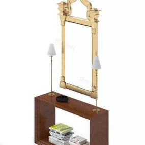 European Wood Self With Mirror 3d model