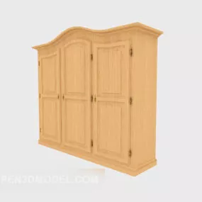 European Wood Three-doors Wardrobe 3d model