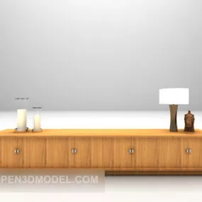 European Low Wooden Tv Cabinet 3d model