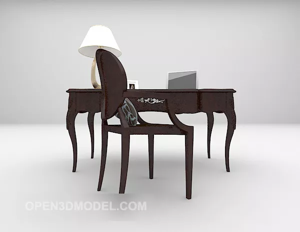 European Elegant Wooden Desk Chair 3d model European Elegant Wooden Desk Chair 3d model