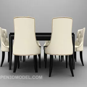 European Wooden Dining Table Furniture 3d model